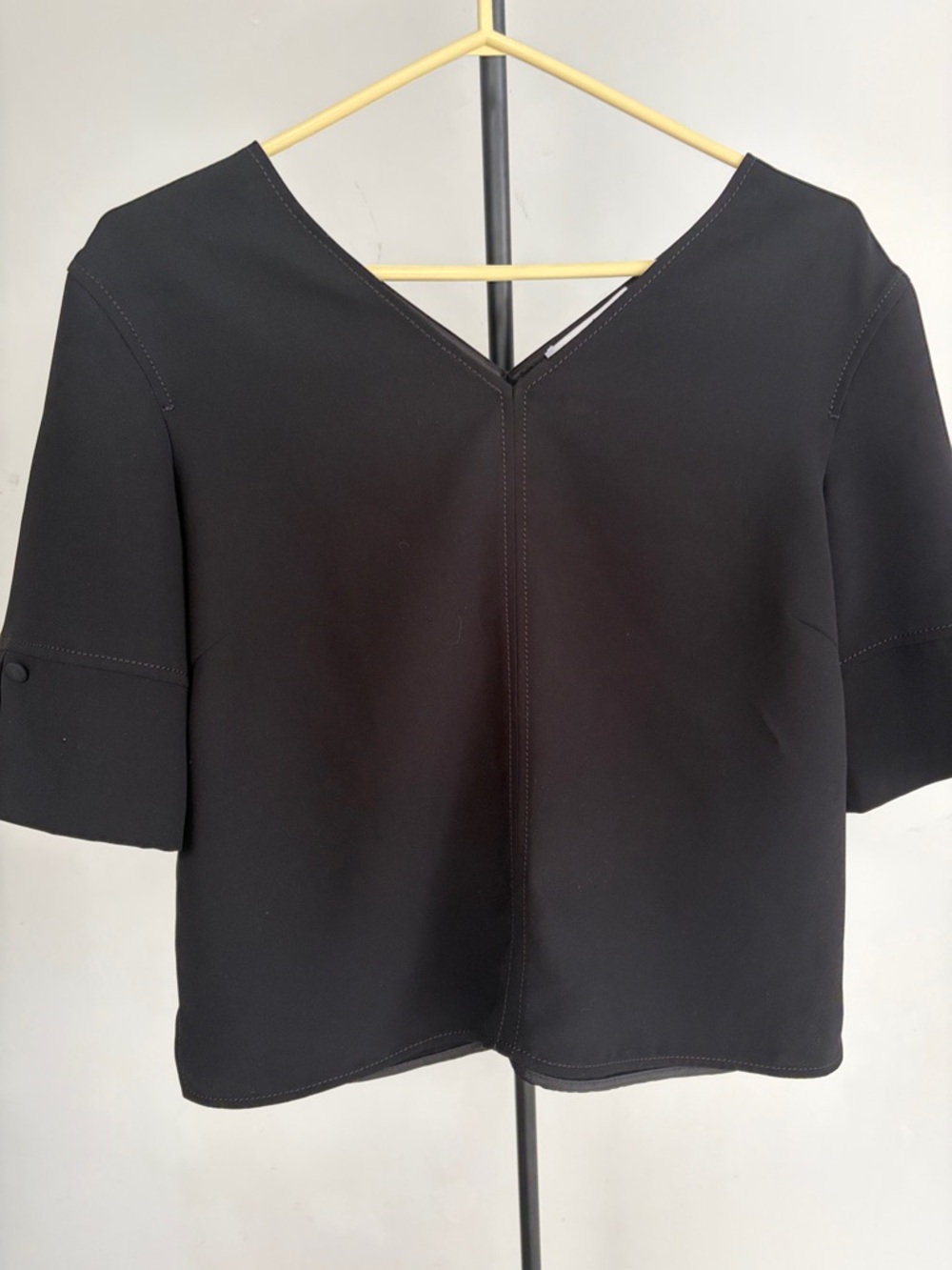 Classic Black V-Neck Short Sleeve Top